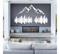 Modern minimalist art metal wall decor Mountain Hill and Trees Nature Sign Mountains Range Living Room Bedroom tion (White 39"x 22"| 100x58cm)