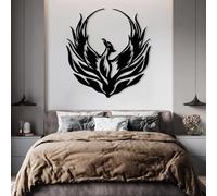Modern minimalist art metal wall decor Phoenix Sign Sculpture Mythology Silhouette Living Room (Black 39"x41"|100x105cm)