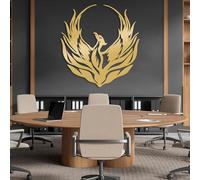Modern minimalist art metal wall decor Phoenix Sign Sculpture Mythology Silhouette Living Room (Gold 39"x41"|100x105cm)