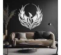 Modern minimalist art metal wall decor Phoenix Sign Sculpture Mythology Silhouette Living Room (Silver 30"x31"|76x80cm)