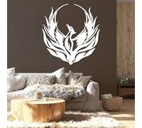 Modern minimalist art metal wall decor Phoenix Sign Sculpture Mythology Silhouette Living Room (White 26"x28"|67x70cm)