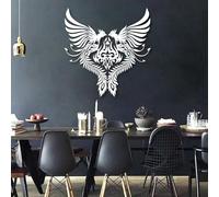 Modern minimalist art metal wall decor Phoenix Two Phoenixes Bird Boho Sign Living Room Bedroom Hanging Housewarming (White 18"x 18"| 46x48cm)