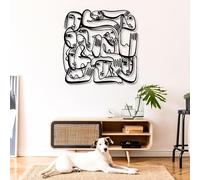 Modern minimalist art metal wall decor Picasso Faces Abstract Line Face Hanging Living Room Bedroom Bathroom Kitchen (Black 30"x 30"| 76x76cm)