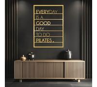 Modern minimalist art metal wall decor Pilates Art,Word,Workout Room Hanging,Motivation Inspirational Letter Hanging for Bedroom (Gold,41"x29"/105x74cm)