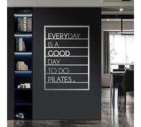 Modern minimalist art metal wall decor Pilates Art,Word,Workout Room Hanging,Motivation Inspirational Letter Hanging for Bedroom (Silver,48"x33"/121x85cm)