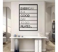 Modern minimalist art metal wall decor Pilates Art,Word,Workout Room Hanging,Motivation Inspirational Letter Hanging for Bedroom (Black,53"x37"/135x95cm)