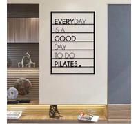 Modern minimalist art metal wall decor Pilates Art,Word,Workout Room Hanging,Motivation Inspirational Letter Hanging for Bedroom (Black,41"x29"/105x74cm)
