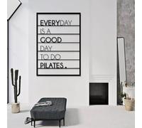 Modern minimalist art metal wall decor Pilates Art,Word,Workout Room Hanging,Motivation Inspirational Letter Hanging for Bedroom (Black,48"x33"/121x85cm)