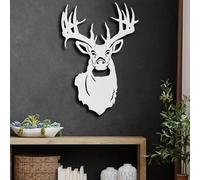 Modern minimalist art metal wall decor Reindeer Black Deer Farmhouse Sculptures Home Living Room Kitchen (White 19" x 12" / 47 31 cm)