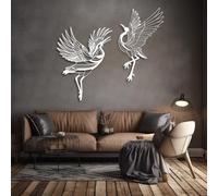 Modern minimalist art metal wall decor s Set 2 Bird Flying Sign Birds Living Room (White 22"x 29"| 57x76cm,18" x 46x76cm)