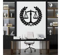 Modern minimalist art metal wall decor Scales Justice Law fice Balance Scale Sign School Living Room tion Lawyer Her or Him (Black 47"x 40"|120x104cm)