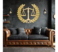 Modern minimalist art metal wall decor Scales Justice Law fice Balance Scale Sign School Living Room tion Lawyer Her or Him (Gold 18"x 16"| 48x41cm)