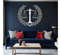 Modern minimalist art metal wall decor Scales Justice Law fice Balance Scale Sign School Living Room tion Lawyer Her or Him (Silver 24"x 20"| 62x53cm)