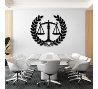 Modern minimalist art metal wall decor Scales Justice Law fice Balance Scale Sign School Living Room tion Lawyer Her or Him (Black 29"x 25"| 76x66cm)