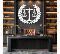 Modern minimalist art metal wall decor Scales Justice Law fice Balance Scale Sign School Living Room tion Lawyer Her or Him (White 24"x 20"| 62x53cm)