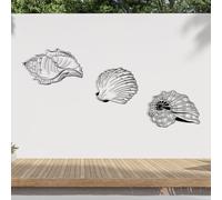 Modern minimalist art metal wall decor Sea Shell,3 Piece Seashell Hanging,Beach Coastal Bathroom Ocean Lover Gift (black,Single chip size:28x20 inches/70 51cm,Hanging)