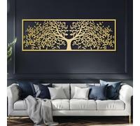 Modern minimalist art metal wall decor Tree Life - Large Gold (47"x 15"| 120x50cm) Living Room Hangings