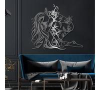 Modern minimalist art metal wall decor Tree Woman Body Abstract Line Living Room Bedroom Hangings (Silver 35"x 31"| 90x80cm)