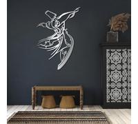 Modern minimalist art metal wall decor Whirling Dervish Islamic Arabic for Living Room Large Religious Sufi Gift (Silver 25"x35"|63x90cm)