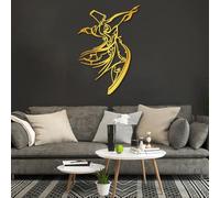 Modern minimalist art metal wall decor Whirling Dervish Islamic Arabic for Living Room Large Religious Sufi Gift (Gold 25"x35"|63x90cm)