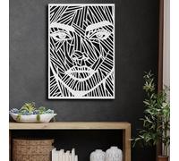 Modern minimalist art metal wall decor Woman Face Line Contemporary Abstract Sculpture Living Room (White 13" x 19" / 33 47 cm)