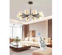 Modern Minimalist Artistic Black LED Ceiling Light 100W Semi-Recessed Ceiling Lamp Adjustable with Remote Control Acrylic Ceiling Light Temperature 3000K-6000K for Living Rooms Bedrooms (10-head)