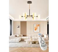 Modern Minimalist Artistic Black LED Ceiling Light 60W Semi-Recessed Ceiling Lamp Adjustable with Remote Control Acrylic Ceiling Light Temperature 3000K-6000K for Living Rooms Bedrooms (6-head)