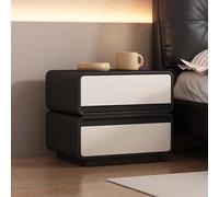 Modern Minimalist Bedside Chest with Dual Drawers and PU Leather Finish for Bedroom Storage and Nightstand Use
