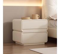 Modern Minimalist Bedside Chest with Dual Drawers and PU Leather Finish for Bedroom Storage and Nightstand Use