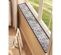Modern Minimalist Black Bay Window Cushion with Checkered Elements, Anti Cat Scratch Nook Ledge Balcony Cover Decorative, Easy to Cut(170x40cm/67x16in)