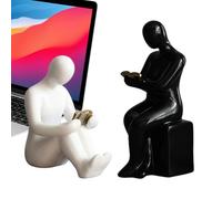 Modern Minimalist Ceramic Bookend - Light Luxury Desktop Ornament For Living Room, TV Cabinet, Wine Cabinet And Entrance Decor, 3D Human Shape Design, 8x9.5x22cm Or 13.5x10x16cm Sizes