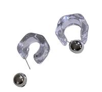 Modern Minimalist Clear Hoop Earrings, Unique Diamond Shape Design, User Friendly Ear Jewelry Accessories See Through Resin Hoop Earrings, Art Deco Trendy Accessories, フリーサイズ, As described, No