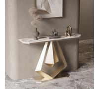 Modern Minimalist Console Table, Geometric Metal Base Entryway Table, Wall-Leaning Display Table for Living Room, Bedroom, Hallway, Office