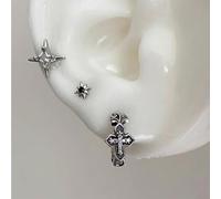 Modern Minimalist Crosses Ear Studs Men's Grunge Accessory Portable Alloy Construction Ideal For Music Festival Styles