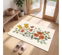 Modern Minimalist Door Mats Indoor, 40 x 60 cm for Front & Back Door | Thistle Bellflower Poppy Floor Mats, Non Slip, Ultra Soft, Stain Resistance Carpet, Low Pile, Bedroom, Laundry Room, Study