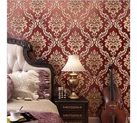 Modern Minimalist European Style 3D Non-Woven Bedroom Living Room Hotel TV Background Wallpaper Nor-Pasted 1.73'W X 32.8'L (Date Red)