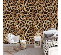 Modern Minimalist Exotic Complex Leopard Print Non-Woven Wallpaper for Adults Kids Bedroom Living Room Lounge TV Backdrop Brown Hallway and Stairs 300 x 210 cm