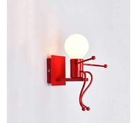 Modern Minimalist Iron Wall Lamp Little Man Wall Light for Bedroom Aisle Staise Corridor Children's Humanoid Wall Lighting E27 Socket Wall Sconce Lighting,White