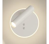 Modern Minimalist Led Wall Mounted Light for Bedroom Bedside, White Metal Wall Sconce with ON/OFF Switch, 350° Adjustable Spotlights Study Reading Light Indoor Wall Lamp