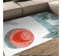 Modern Minimalist Living Room Rugs Tropical Ocean Line Plant Leaves Sunhat Beach Theme Area Rug Soft Washable Indoor Outdoor Carpet 160x230cm