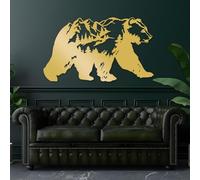Modern Minimalist Metal Wall Art Home Decor,Bear Forest,Wild Bear Sign, Rustic Forest,Wildlife Hunting,Mountain Artwork, Nature ations for Living Room, Office (Gold-1, 43"x25" | 110x64cm)