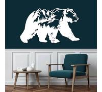 Modern Minimalist Metal Wall Art Home Decor,Bear Forest,Wild Bear Sign, Rustic Forest,Wildlife Hunting,Mountain Artwork, Nature ations for Living Room, Office (White-1, 35"x21" | 90x53cm)