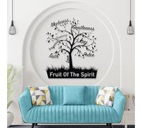 Modern Minimalist Metal Wall Art Home Decor,Fruit Of The Spirit Tree,Bible Verse,Galatians 5:22-23 Sign, Christian Tree Artwork, Religious For Living Room, Bedroom (Black, 43"X39"|109X99Cm)