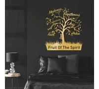 Modern Minimalist Metal Wall Art Home Decor,Fruit Of The Spirit Tree,Bible Verse,Galatians 5:22-23 Sign, Christian Tree Artwork, Religious For Living Room, Bedroom (Gold, 30"X27"|76X69Cm)