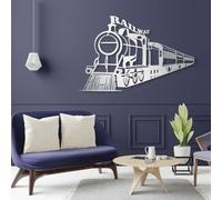 Modern Minimalist Metal Wall Art Home Decor Metal Train Wall Decor, Running Train,Railway Metal Wall Decor, Vintage Train Decor, Western Wall Decor, for Living Room Bedroom, Engine Lover Gift (Silve
