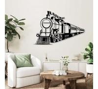 Modern Minimalist Metal Wall Art Home Decor Metal Train Wall Decor, Running Train,Railway Metal Wall Decor, Vintage Train Decor, Western Wall Decor, for Living Room Bedroom, Engine Lover Gift (Black