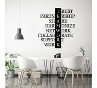 Modern Minimalist Metal Wall Art Home Decor,Teamwork - Inspirational Quotes, Letters, Home Office Decor (Black, 20"X19" | 50X47Cm)