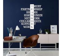 Modern Minimalist Metal Wall Art Home Decor, Teamwork - Motivational Quotes & Inspirational Art, Letters, Business & Home Office Decor (White, 24"X22" | 60X56Cm)