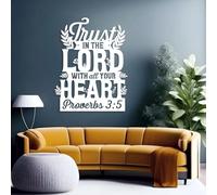 Modern Minimalist Metal Wall Art Home Decor,Trust In The Lord With All Your Heart,Proverbs 3:5 Scripture,Bible Verse Sign, Christian Ornament, Religious Gifts (White, 50"X39"|127X99Cm)