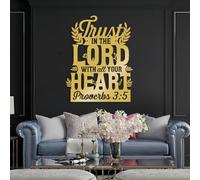 Modern Minimalist Metal Wall Art Home Decor,Trust In The Lord With All Your Heart,Proverbs 3:5 Scripture,Bible Verse Sign, Christian Ornament, Religious Gifts (Gold, 22"X17"|56X43Cm)